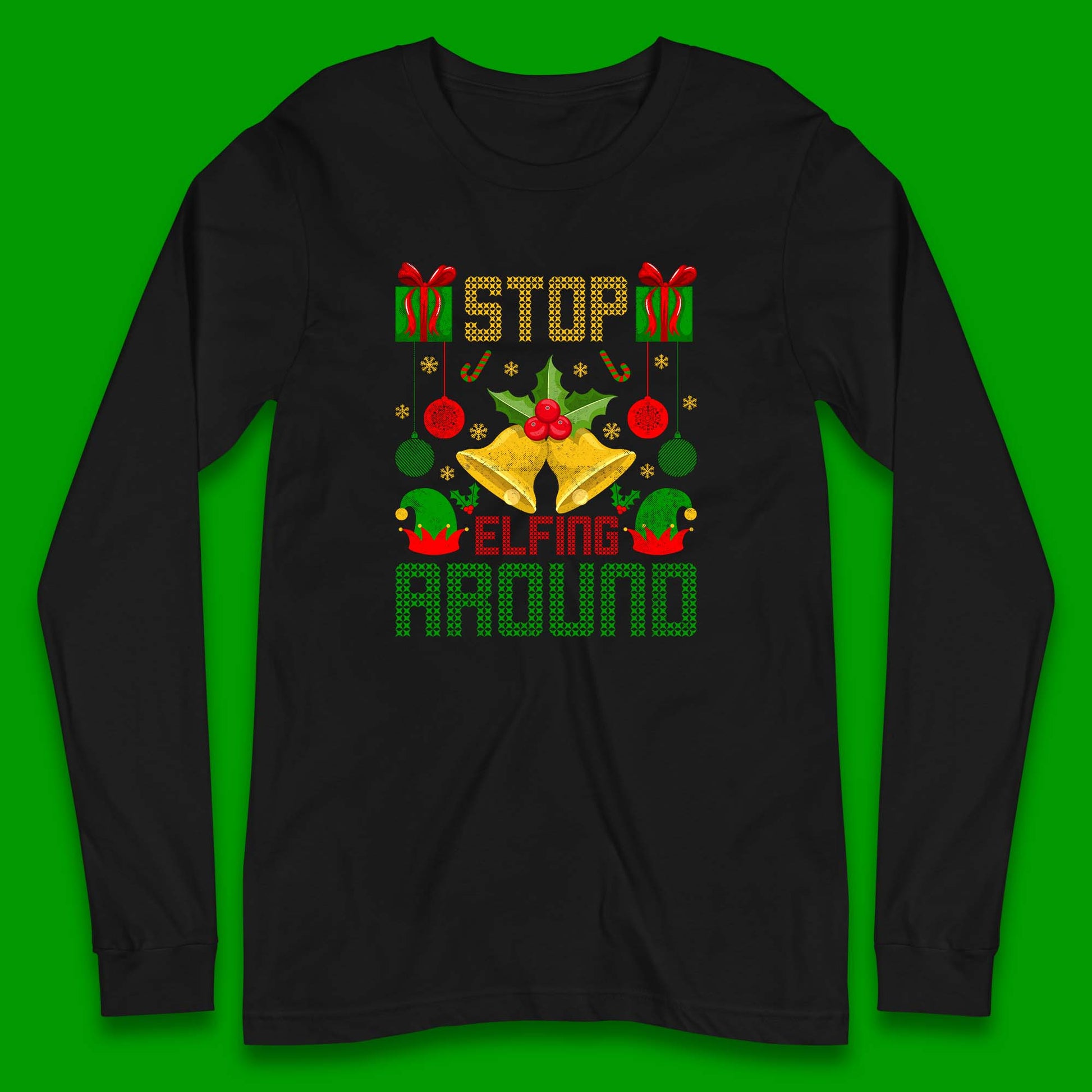 christmas stop elfing around t shirt