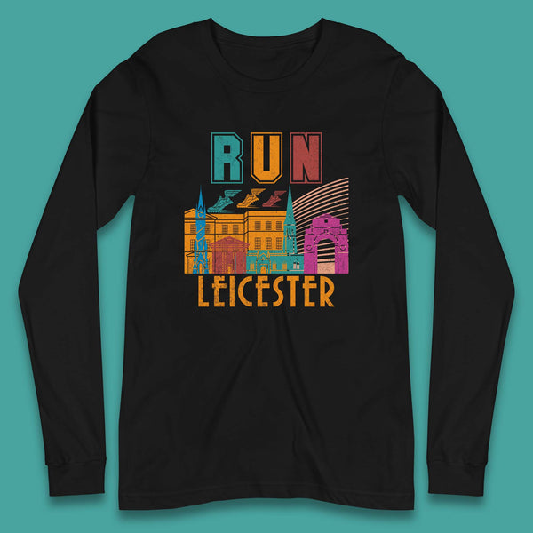 Run Leicester Festival Leicester Skyline Souvenir Race Leicester Running Long Sleeve T Shirt