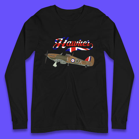 Hawker Hurricane United Kingdom Vintage WWII RAF Fighter Jet British Aircraft Royal Air Force Remembrance Day Long Sleeve T Shirt