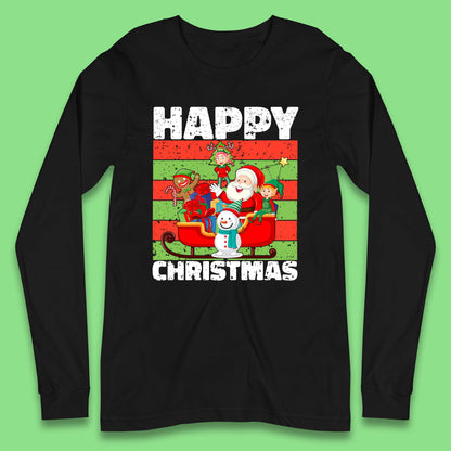 santa and friends on sleigh christmas long sleeve t shirt