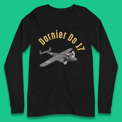 Dornier Do 17 Twin Engined Light Bomber Vintage Retro Military Fighter Jets World War II Remembrance Day Royal Air Force Long Sleeve T Shirt
