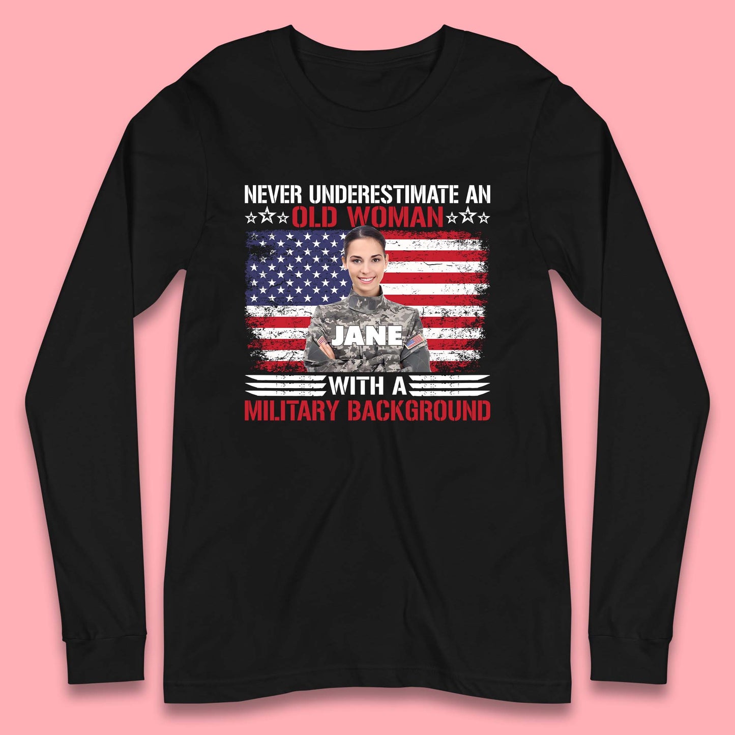 Personalised Never Underestimate An Old Woman Long Sleeve T-Shirt