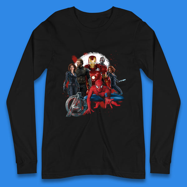 Avengers Age Of Ultron Iron Man Captain America Black Widow Ant Man Spiderman The Avengers Superheroes Marvel Comics Long Sleeve T Shirt