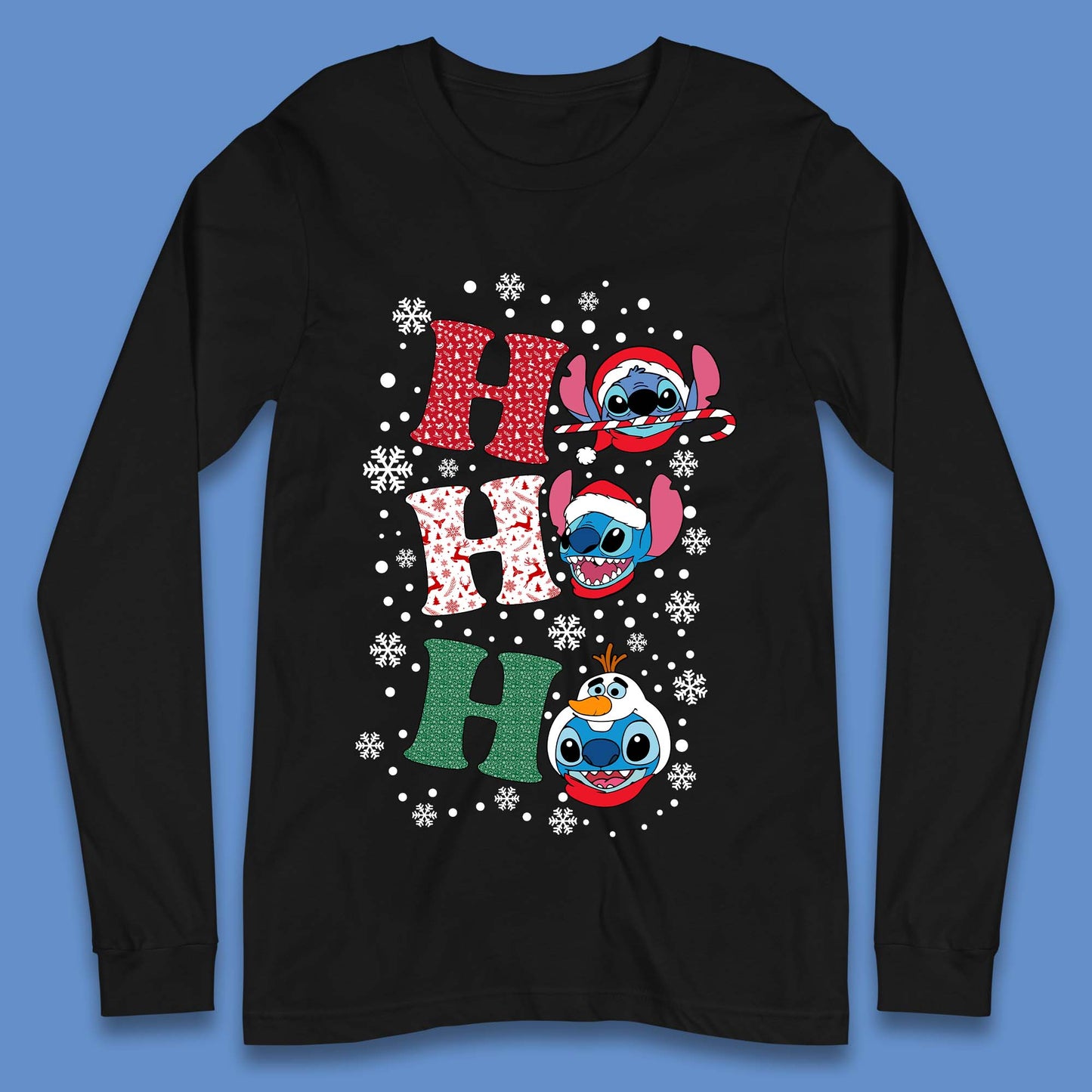Ho Ho Ho Stitch Christmas Long Sleeve T-Shirt