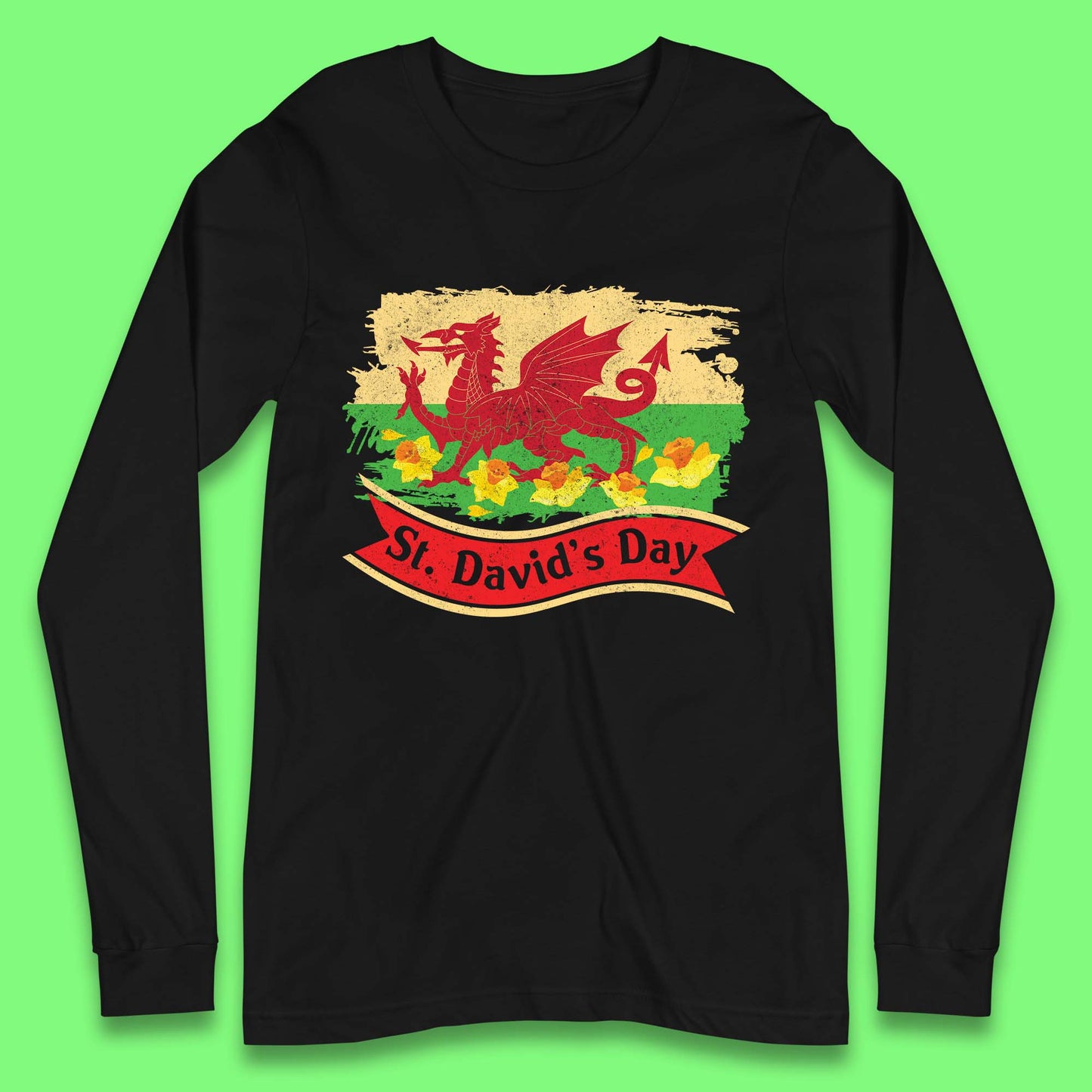 Long Sleeve T Shirts Mens St David's Day