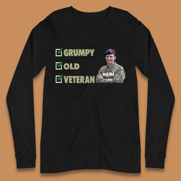 Personalised Grumpy Old Veteran Long Sleeve T-Shirt