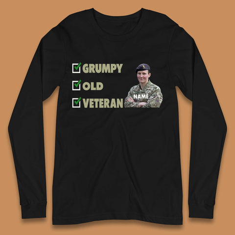 Personalised Grumpy Old Veteran Long Sleeve T-Shirt