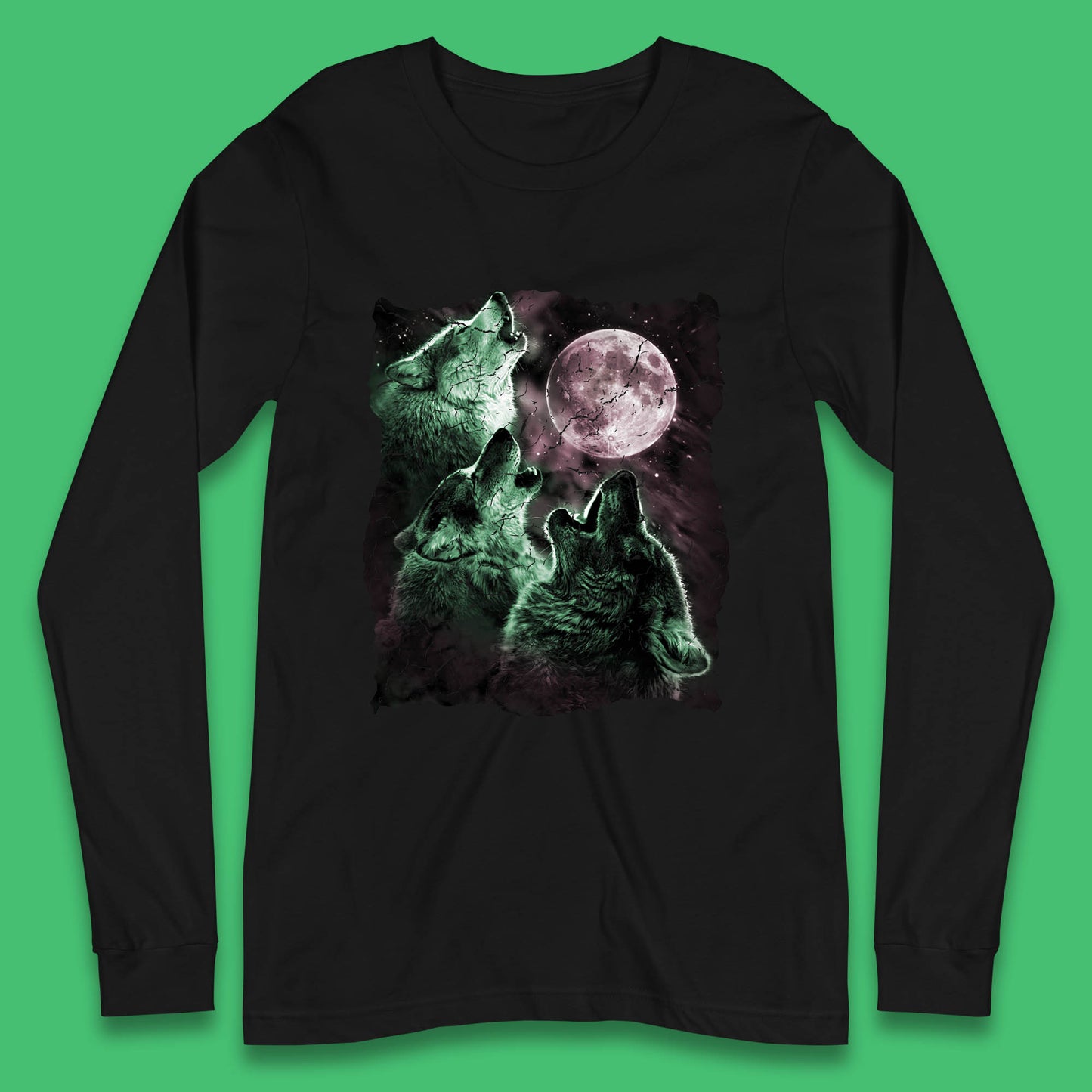 Three Wolf Howling At Moon Wild Free Wolves Three Wolf Dog Animal The Mountain Long Sleeve T Shirt