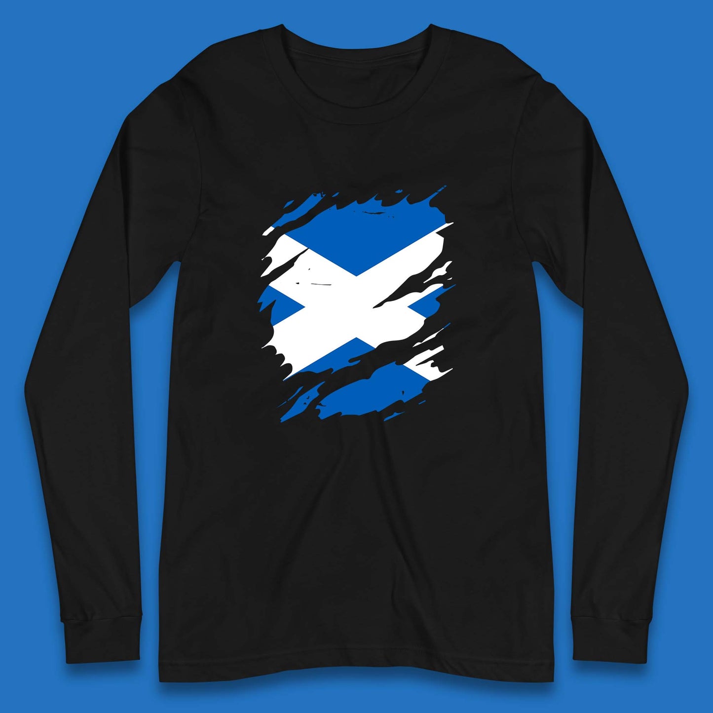 Distressed Scotland Flag Scottish Heritage Ancestry Scot Pride Scottish Flag Long Sleeve T Shirt