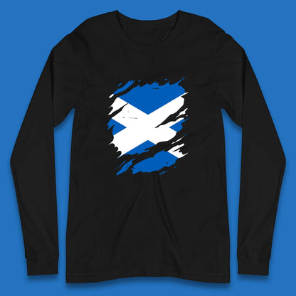 Distressed Scotland Flag Scottish Heritage Ancestry Scot Pride Scottish Flag Long Sleeve T Shirt