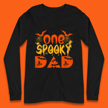 One Spooky Dad Happy Halloween Fall Season Dad Life Spooky Flying Bats Long Sleeve T Shirt