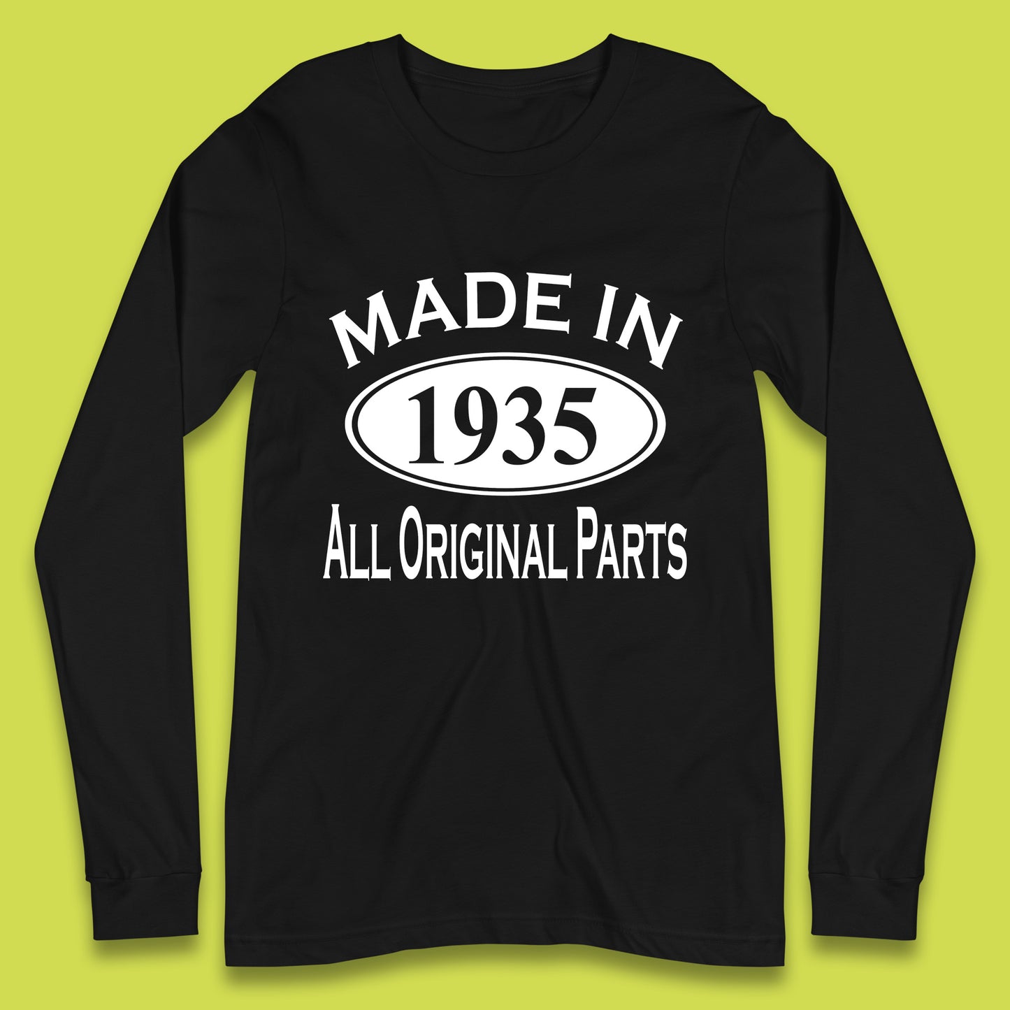 Made In 1935 All Original Parts Vintage Retro 88th Birthday Funny 88 Years Old Birthday Gift Long Sleeve T Shirt