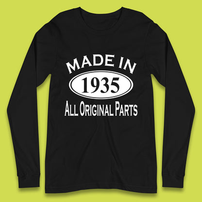 Made In 1935 All Original Parts Vintage Retro 88th Birthday Funny 88 Years Old Birthday Gift Long Sleeve T Shirt