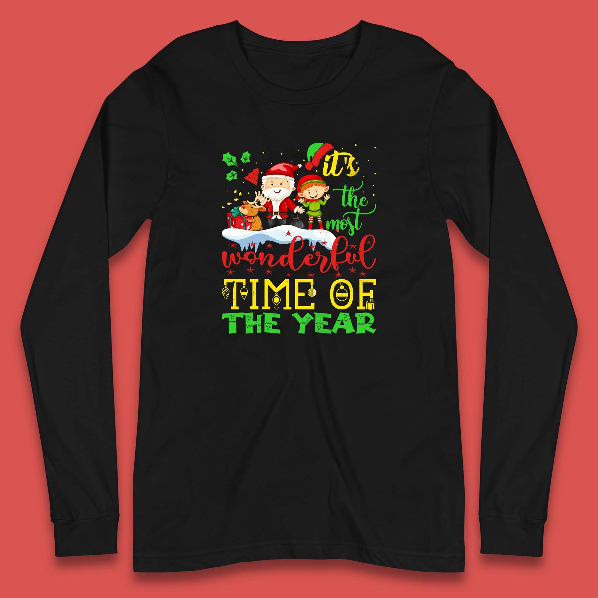 santa reindeer and elf long sleeve top