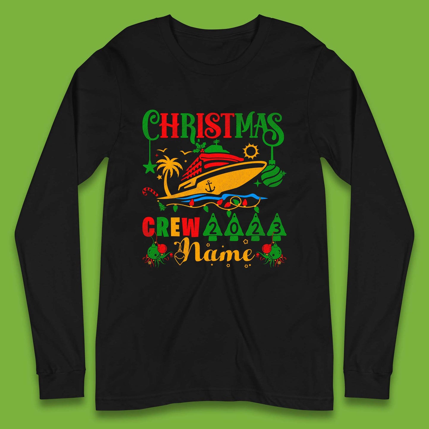 Personalised Cruise Crew Christmas Long Sleeve T-Shirt