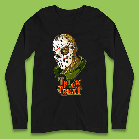 Halloween Trick Or Treat Jason Voorhees Face Mask Horror Movie Character Long Sleeve T Shirt