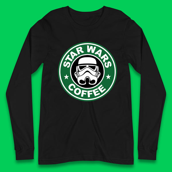 Star Wars Coffee Stormtrooper Sci-fi Action Adventure Movie Character Starbucks Coffee Spoof Star Wars 46th Anniversary Long Sleeve T Shirt