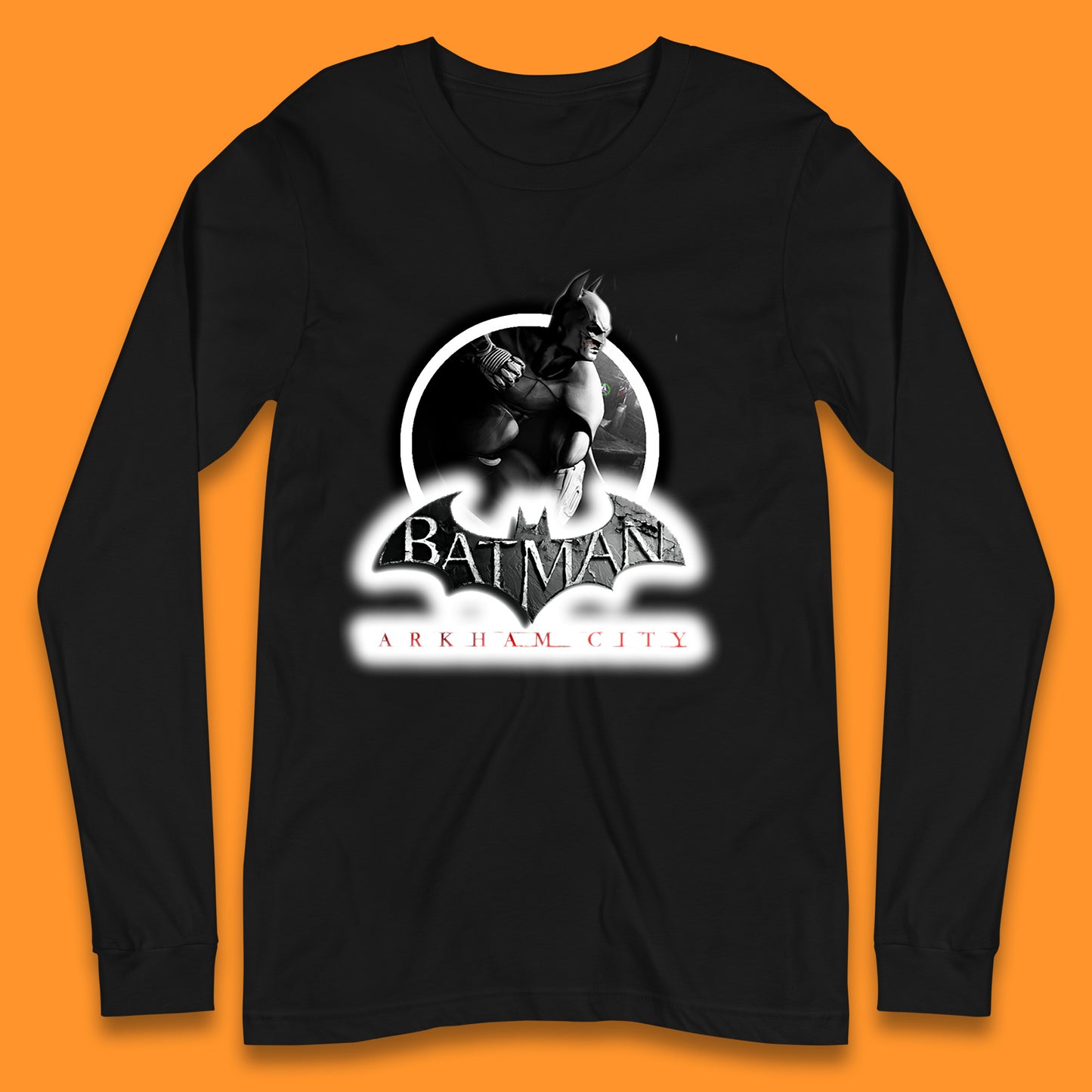 Batman Arkham City Action Adventure Game Batman Basic Logo DC Comics Superhero Gamer Long Sleeve T Shirt