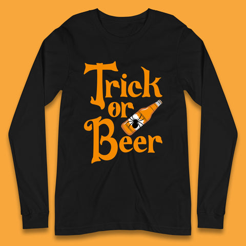 Trick Or Beer Halloween Drinking Beer Lover Drinker Halloween Party Long Sleeve T Shirt