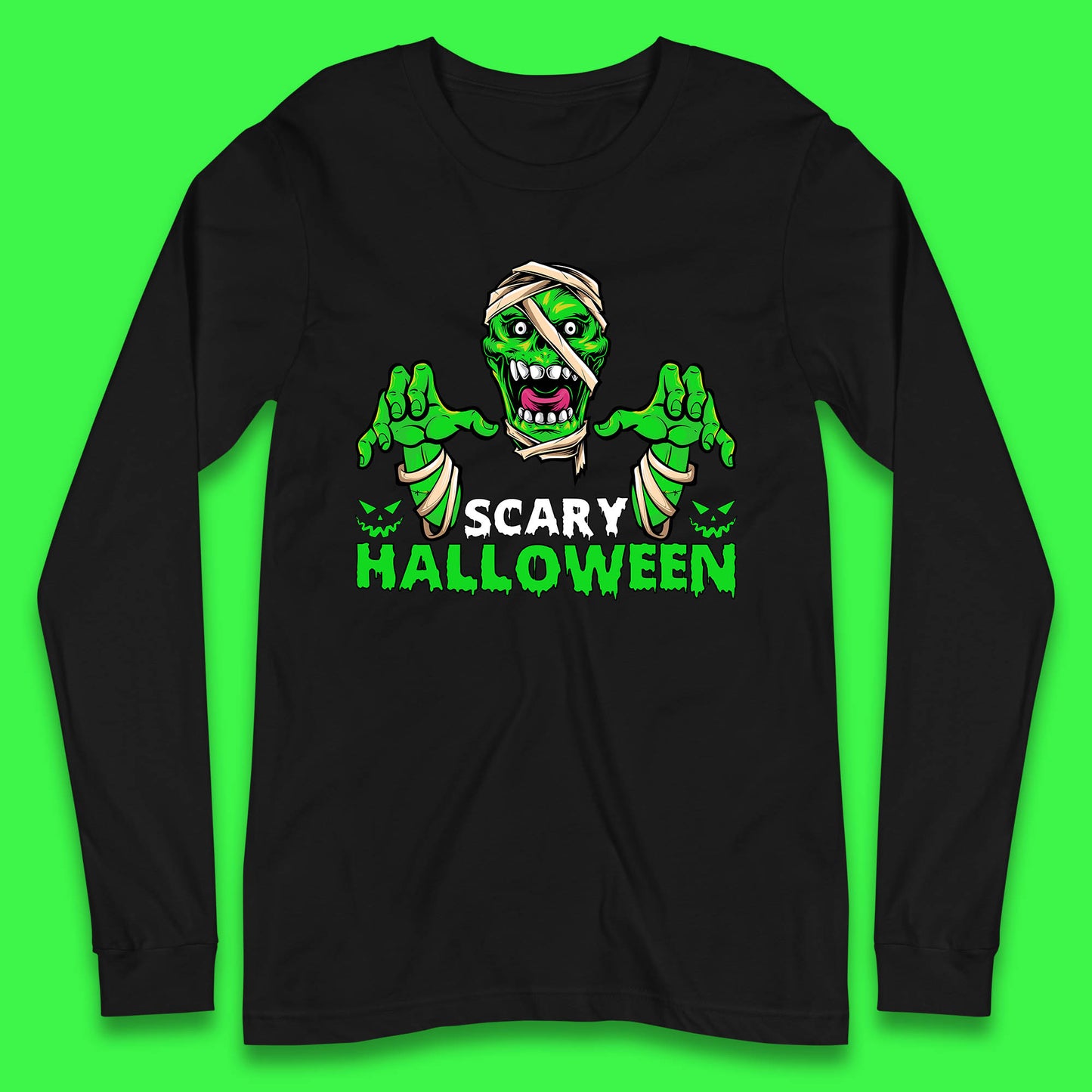 Scary Halloween Skull Zombie Mummy Horror Monster Zombie Hands Scary Vibes Long Sleeve T Shirt