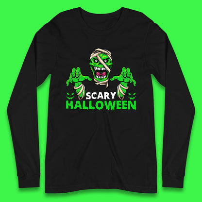 Scary Halloween Skull Zombie Mummy Horror Monster Zombie Hands Scary Vibes Long Sleeve T Shirt