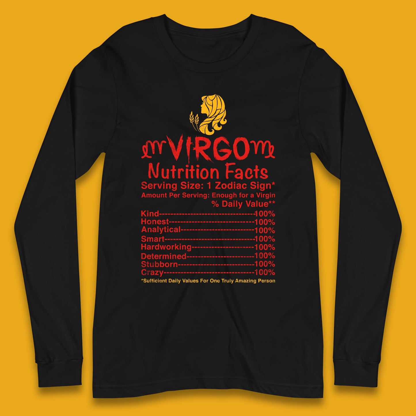 Virgo Nutrition Facts Long Sleeve T-Shirt