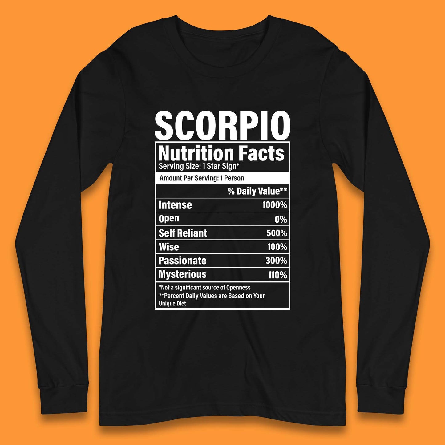 Scorpio Nutrition Facts Long Sleeve T-Shirt