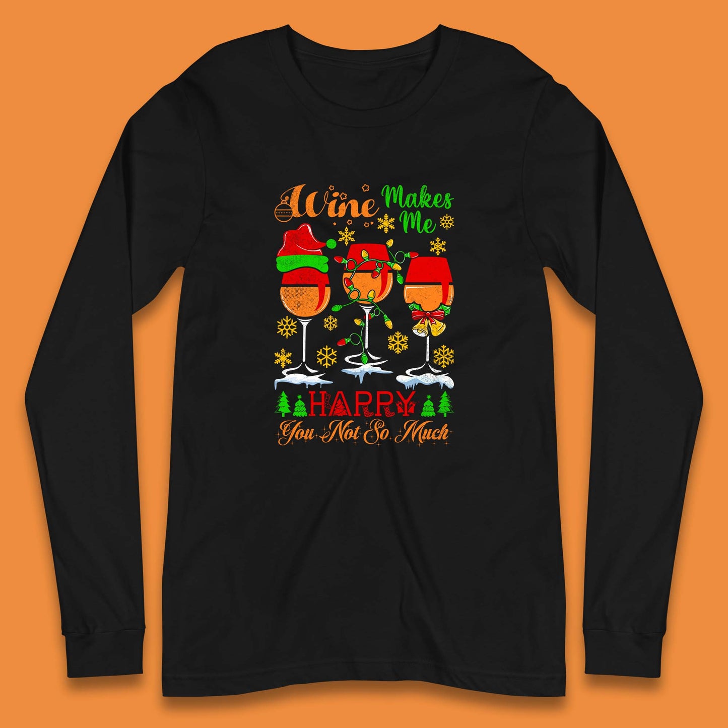 wine glasses christmas long sleeve t shirt