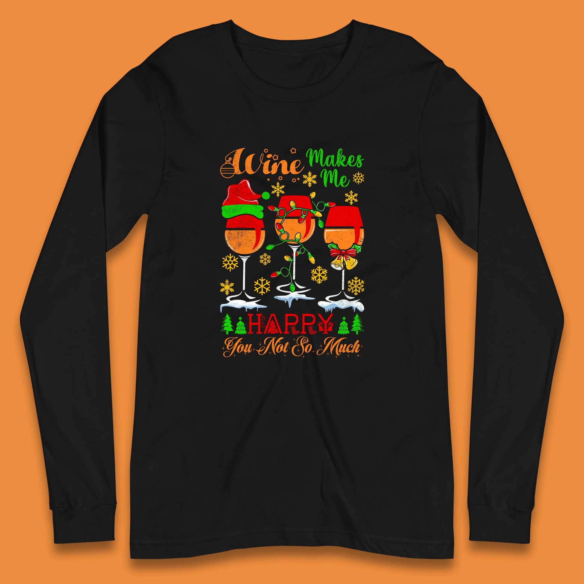 wine glasses christmas long sleeve t shirt