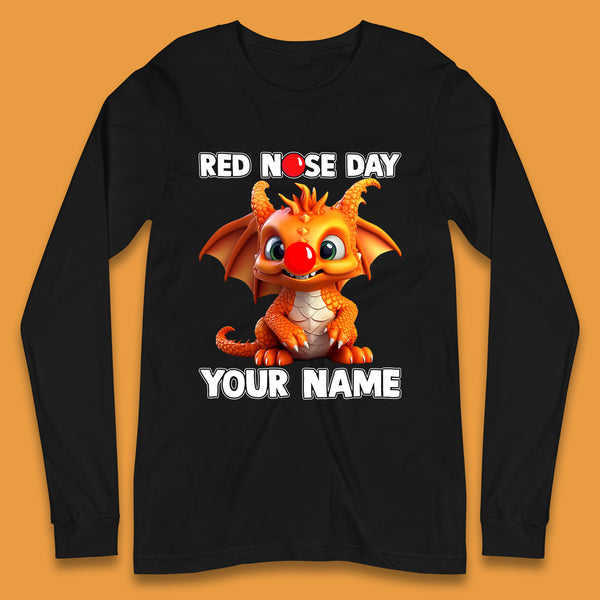 Personalised Red Nose Day Dragon Long Sleeve T-Shirt
