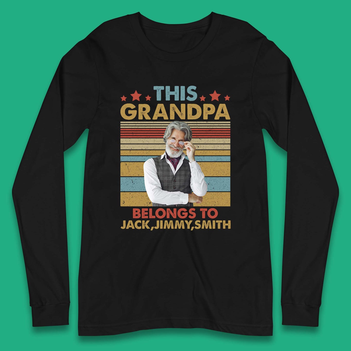 Personalised This Grandpa Belongs To Long Sleeve T-Shirt