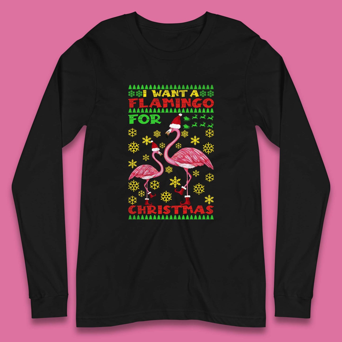 flamingo christmas long sleeve t shirt