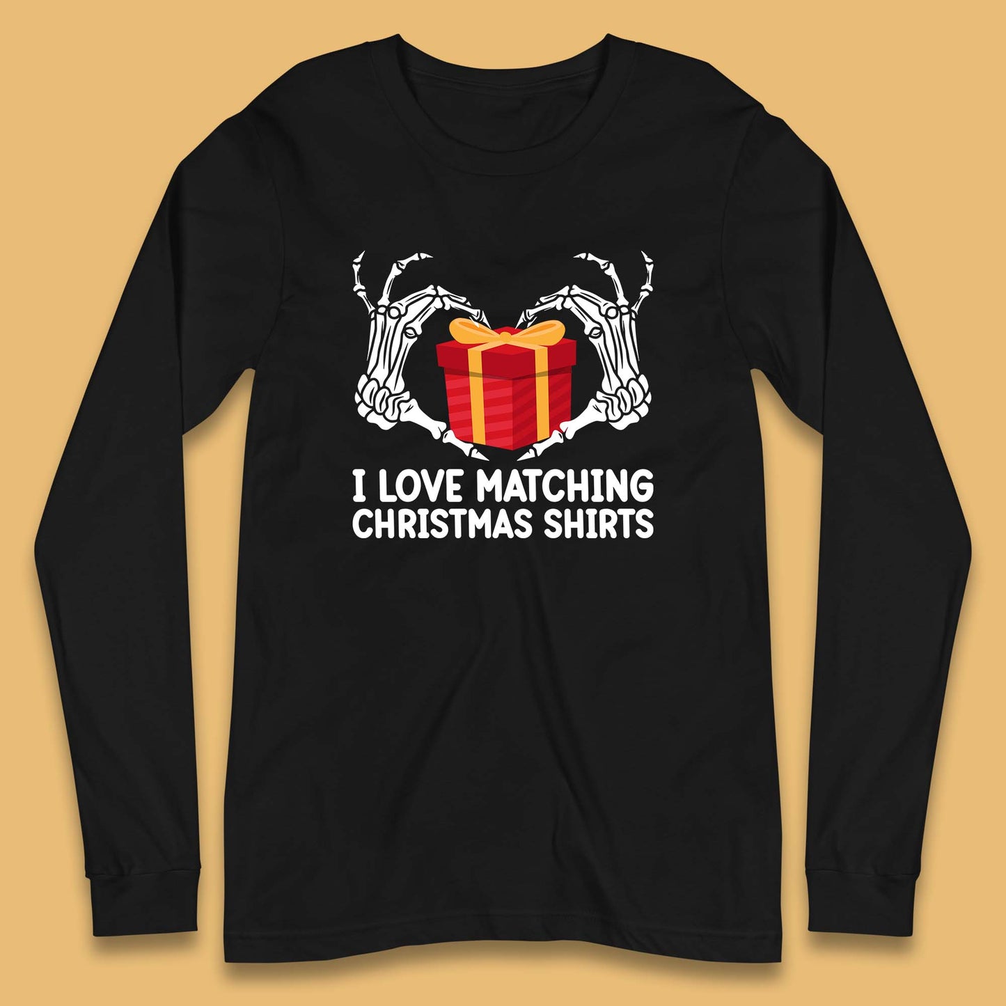 skeleton hands gift box christmas long sleeve t shirt