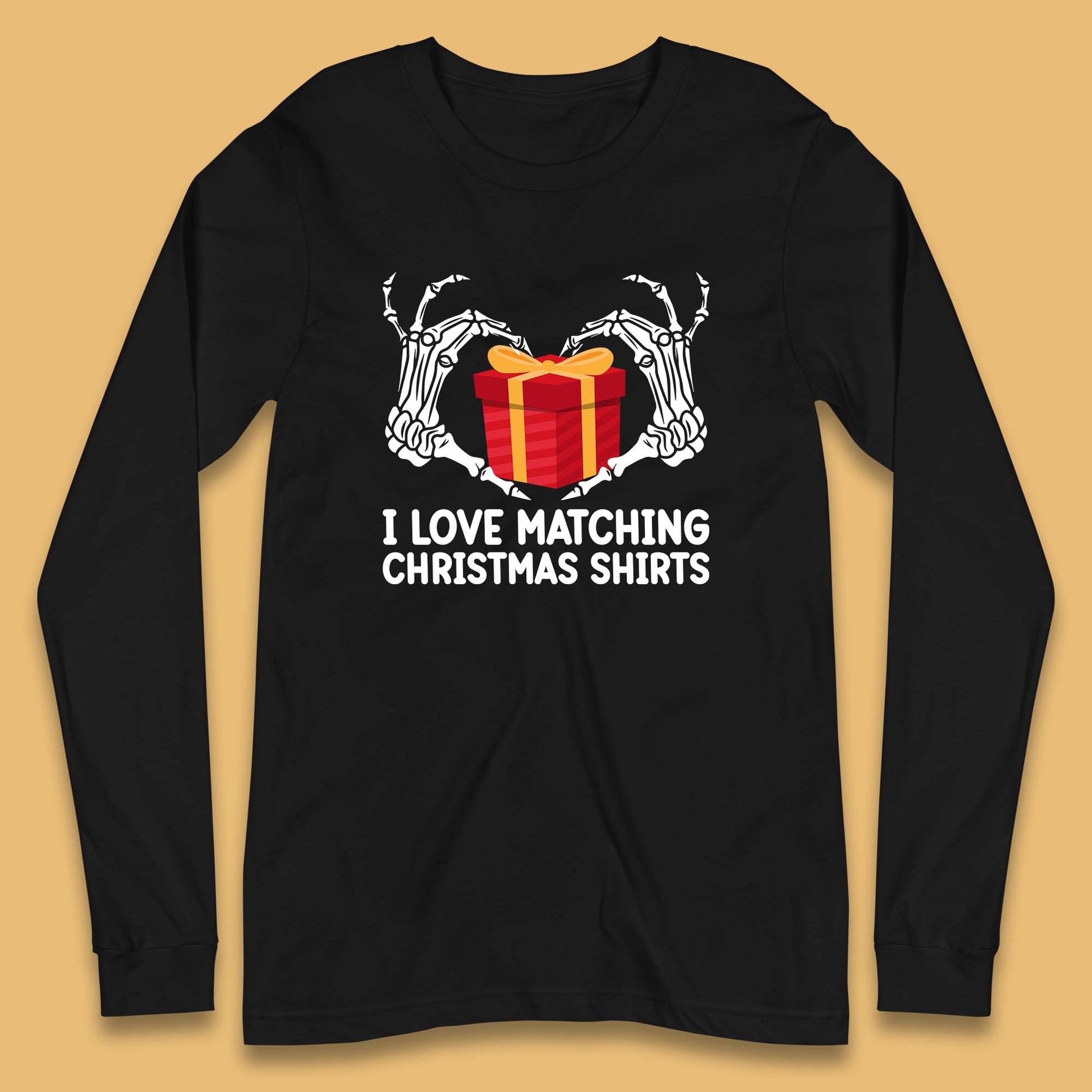 skeleton hands gift box christmas long sleeve t shirt
