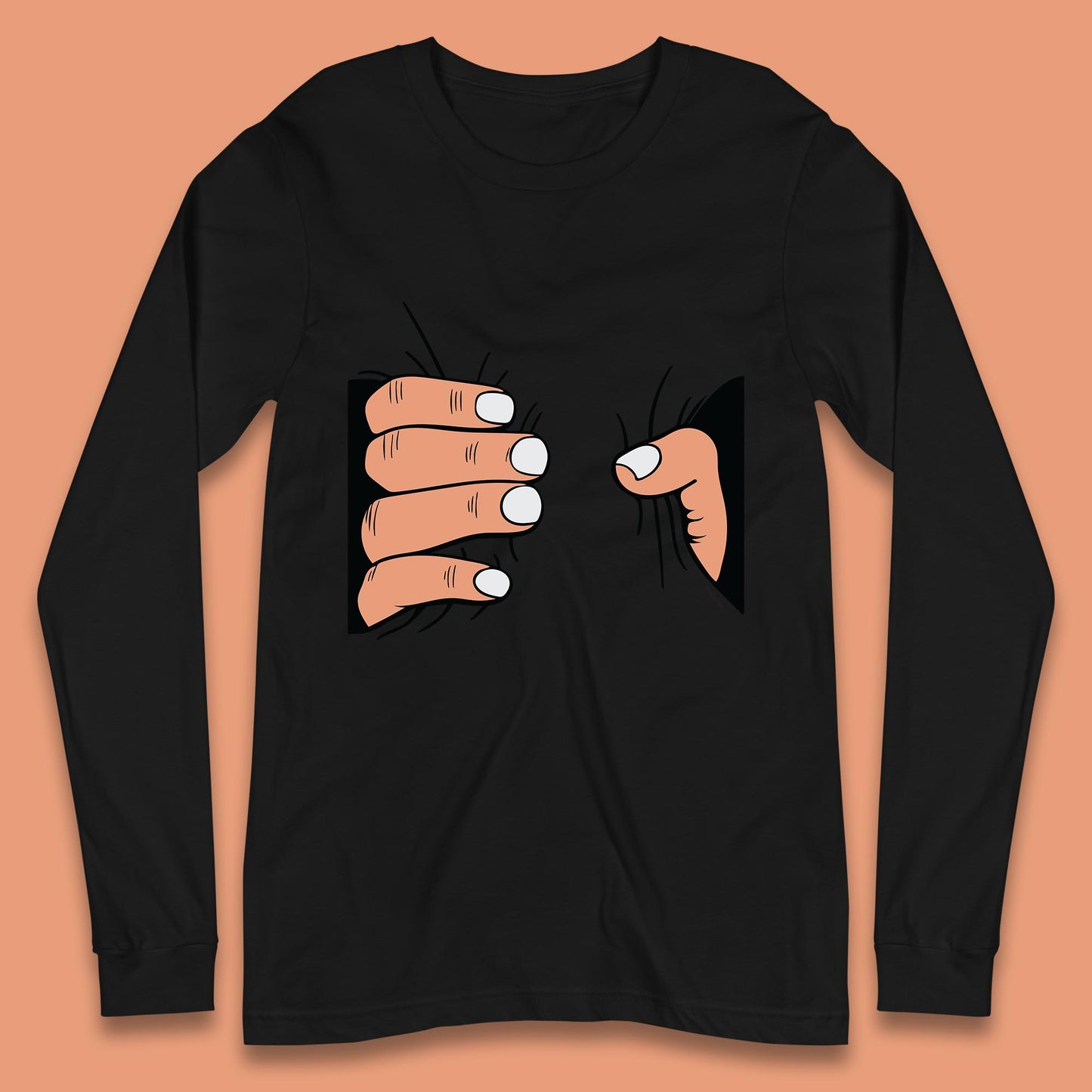 Crushing Handshake Big Hand Squeezing Funny Hand Grabbing Photographic Long Sleeve T Shirt