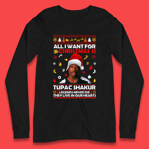 Tupac Shakur Christmas Long Sleeve T-Shirt