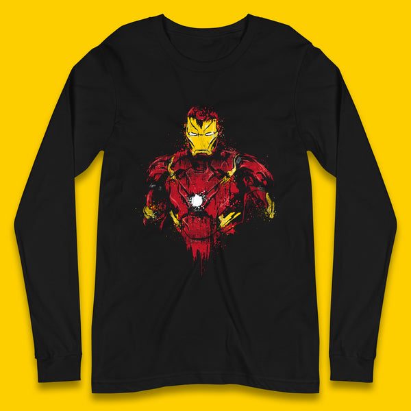Marvel Avengers Iron Man Distressed Portrait Superhero Comic Book Character Iron-Man Marvel Comics Long Sleeve T Shirt