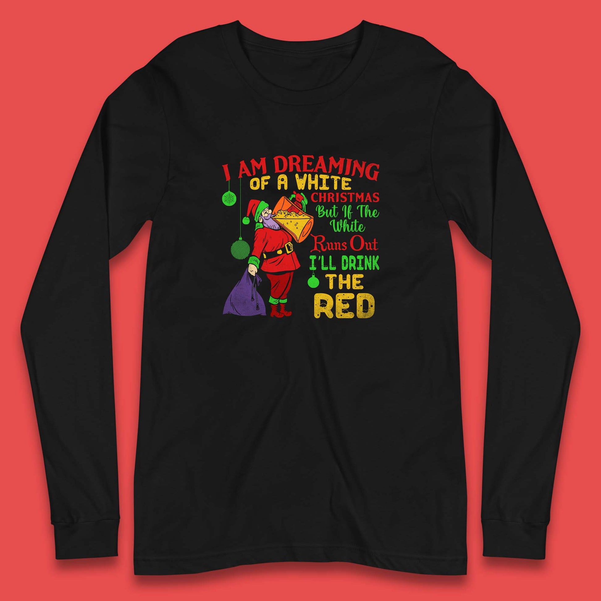 santa claus drinking long sleeve t shirt