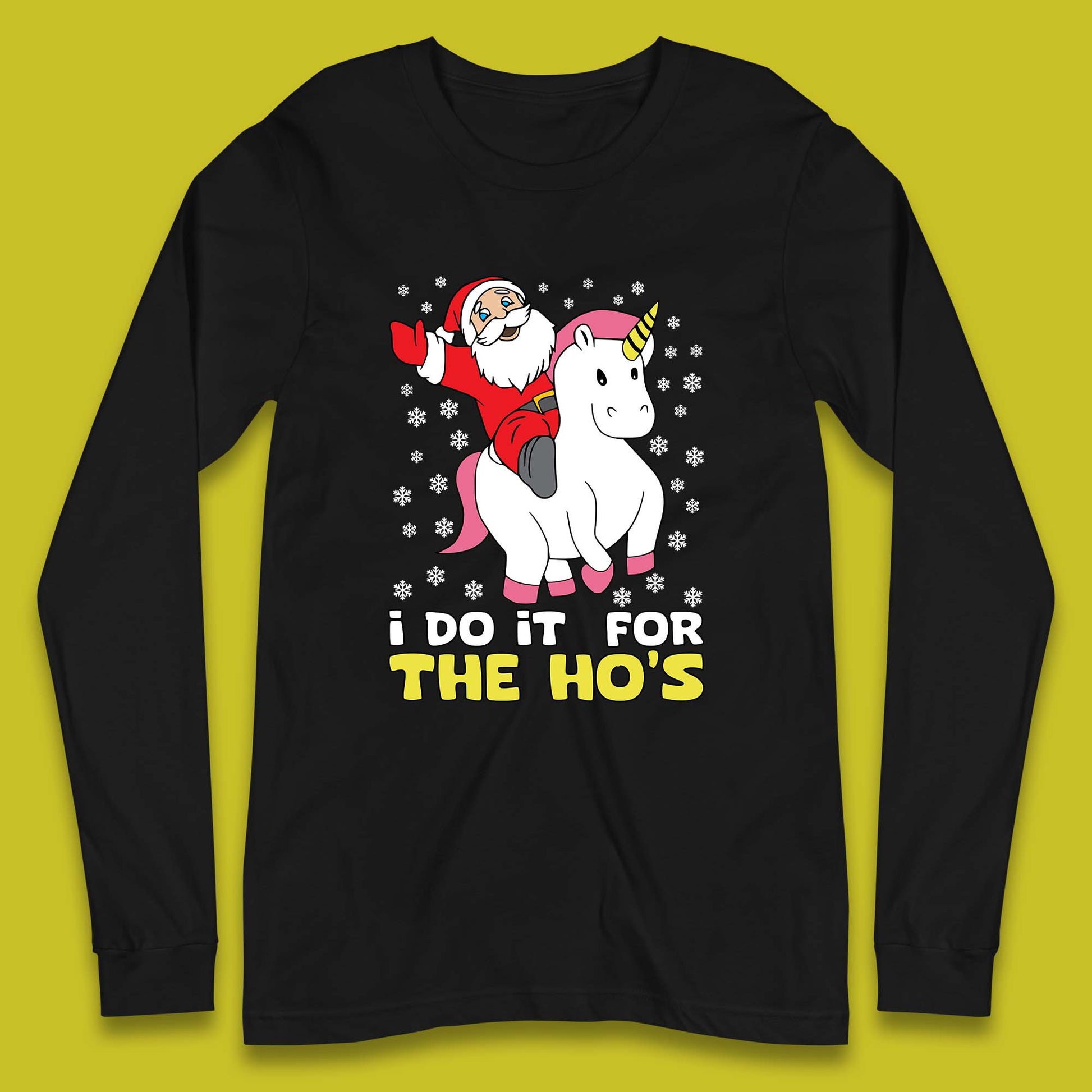 santa riding unicorn long sleeve t shirt