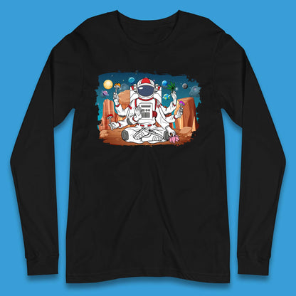 Meditating Astronaut Yoga Long Sleeve T-Shirt