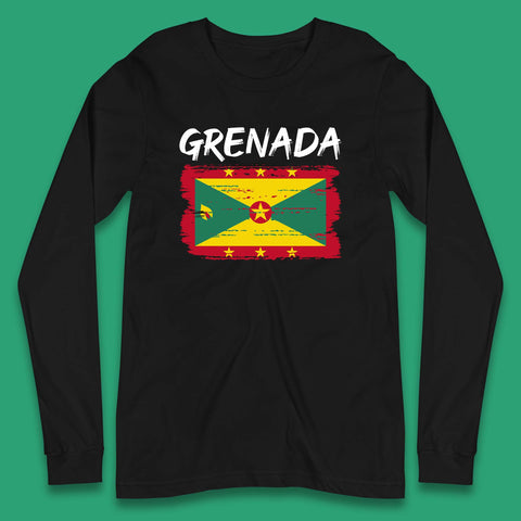 Grenada Flag Distressed Grenadian Heritage Country In The Caribbean Long Sleeve T Shirt