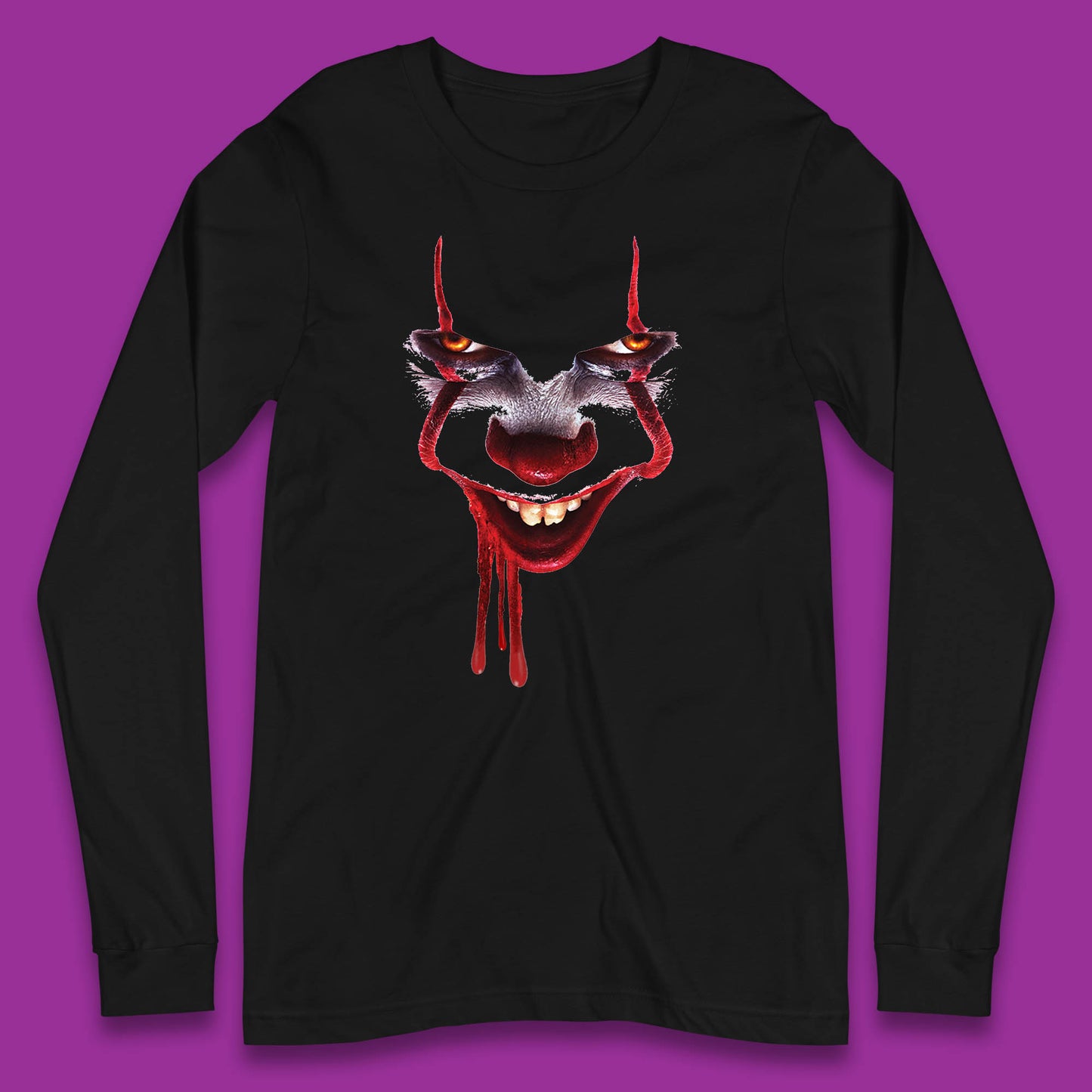 Pennywise Clown IT Chapter 2 Halloween Horror Movie Character Long Sleeve T Shirt