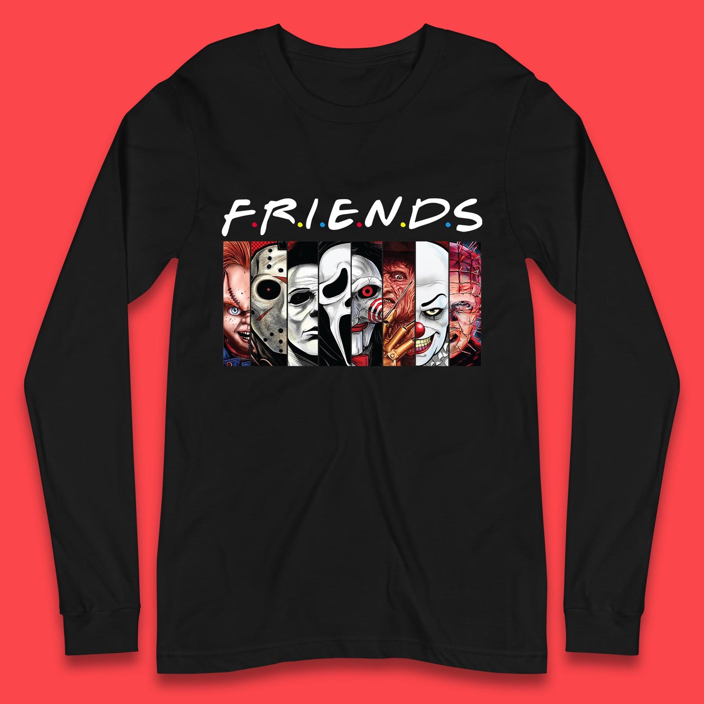 Halloween Friends Horror Movie Characters Killers Scary Friends Long Sleeve T Shirt
