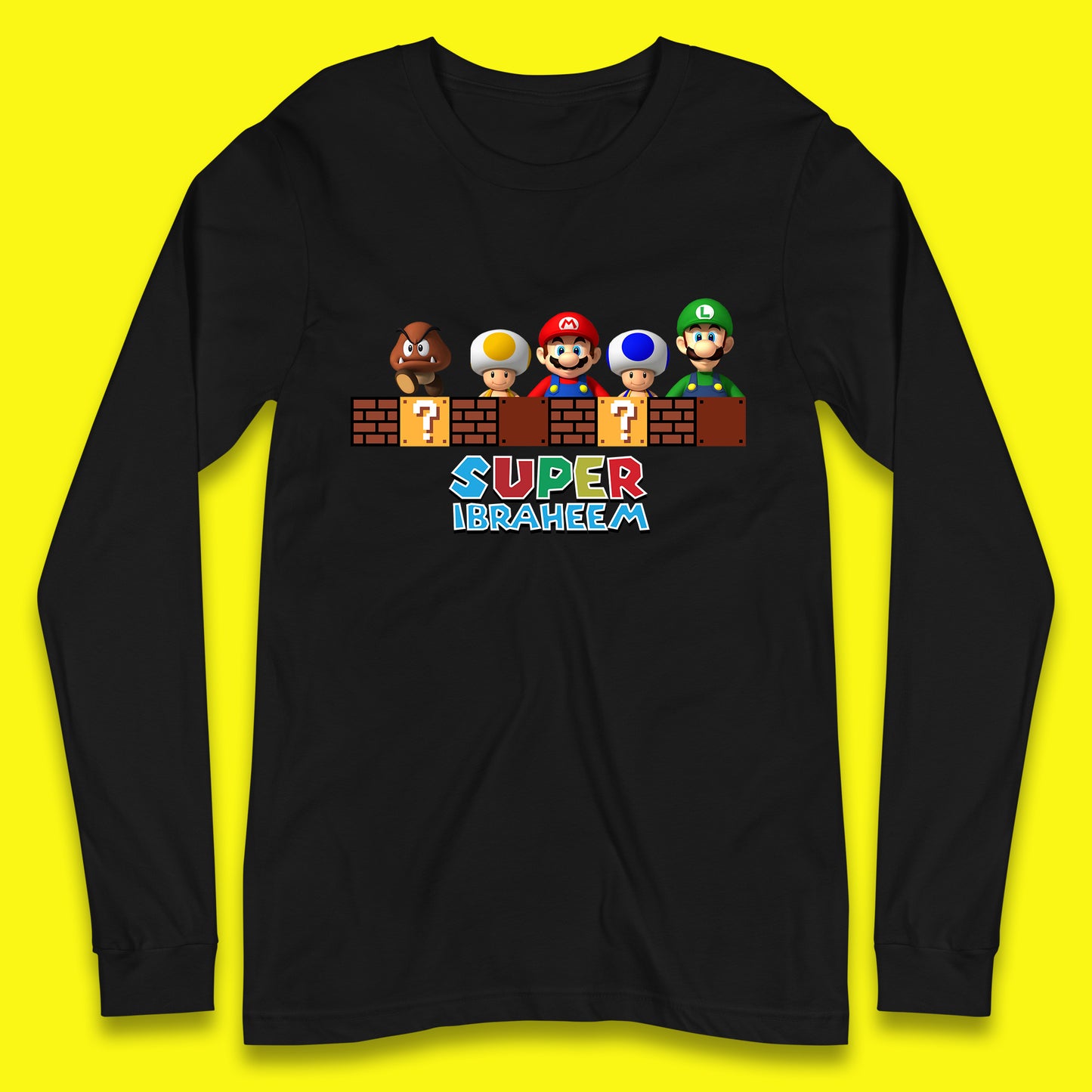 Personalised Super Mario Game Series Your Name Mario Bros Luigi Toad Mega Goomba Mario Long Sleeve T Shirt
