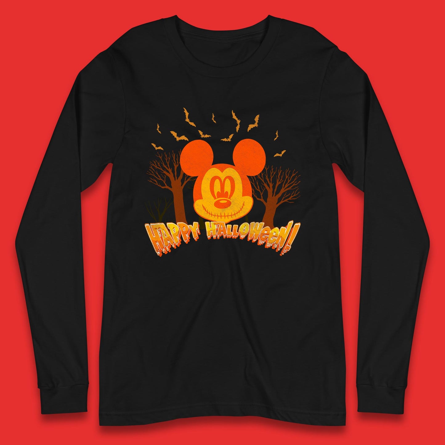 Happy Halloween Mickey Mouse Horror Scary Spooky Jack Face Halloween Disney Trip Long Sleeve T Shirt