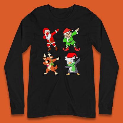 Christmas Santa Clause & Friends Dabbing Dance Long Sleeve T Shirt