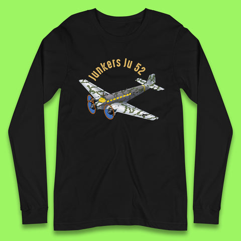 Junkers Ju 52 Transport Aircraft Medium Bomber Airliner Vintage Retro Fighter Jets World War II Remembrance Day Royal Air Force Long Sleeve T Shirt