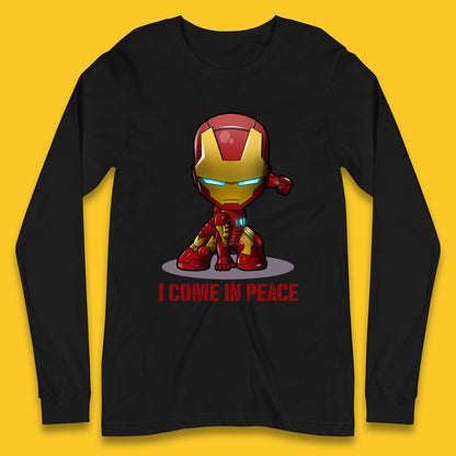 I Come In Peace Marvel Avenger Movie Character Iron Man Superheros Ironman Costume Superheros Long Sleeve T Shirt