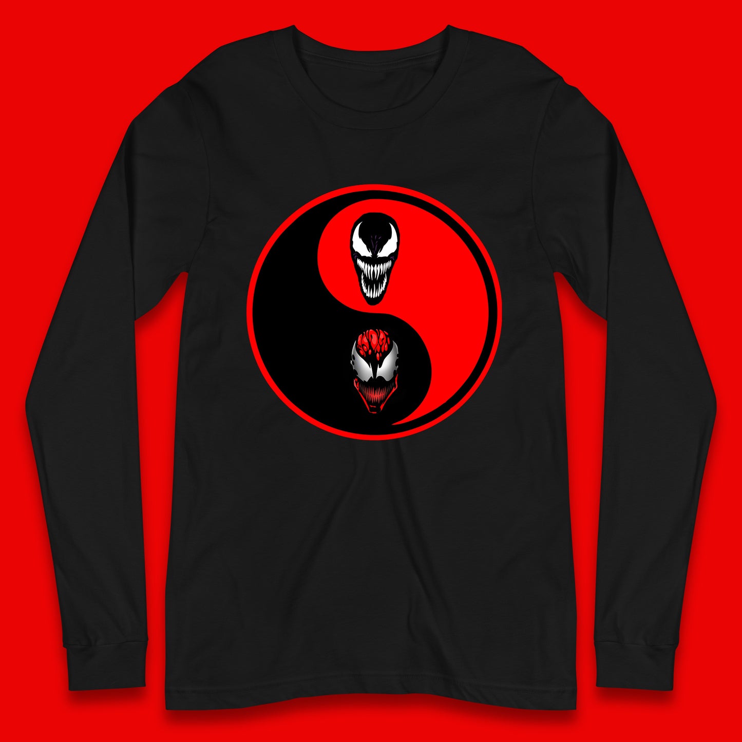 Marvel Comics Carnage And Venom Fictional Movie Character Anime Yin Yang Spoof Long Sleeve T Shirt