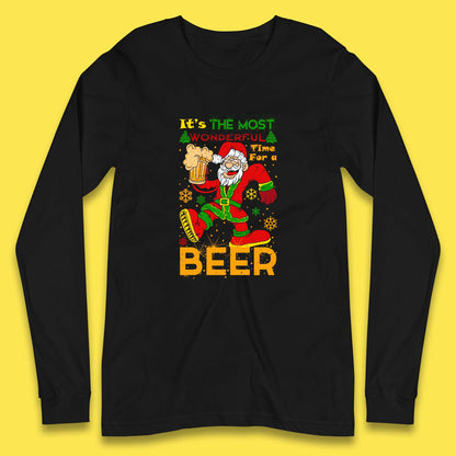santa drink beer long sleeve t shirt